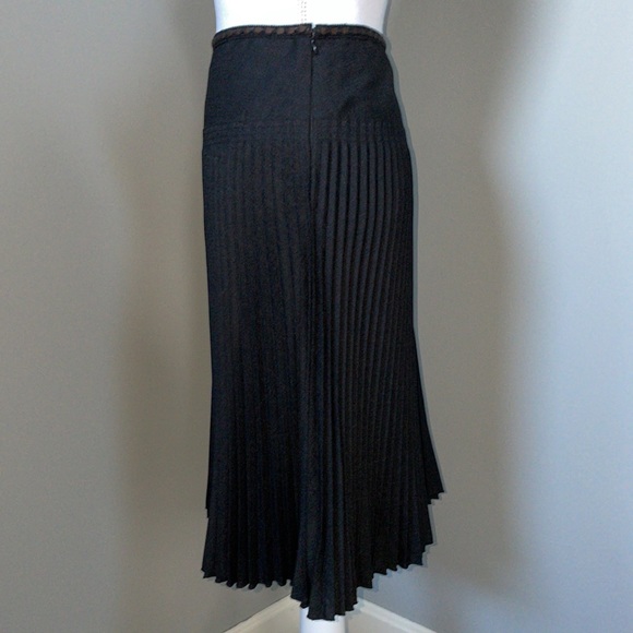 ANN TAYLOR ACCORDION PLEATS DROP WAIST CHARCOAL GREY/BLACK SWING SKIRT - Picture 3 of 12